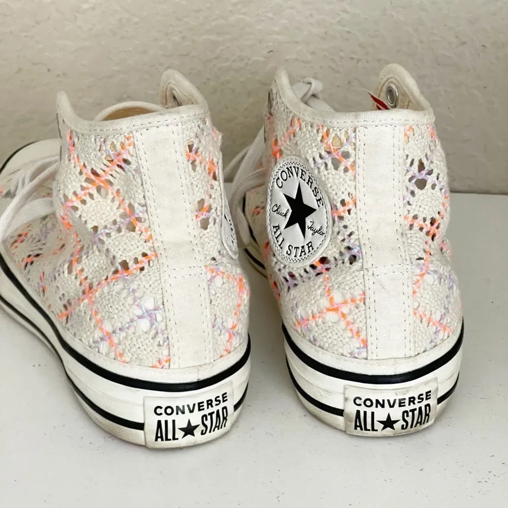 Converse Boho Crochet Hightop Women's Chuck Taylor All Star' cream pink lavender - Picture 8 of 12